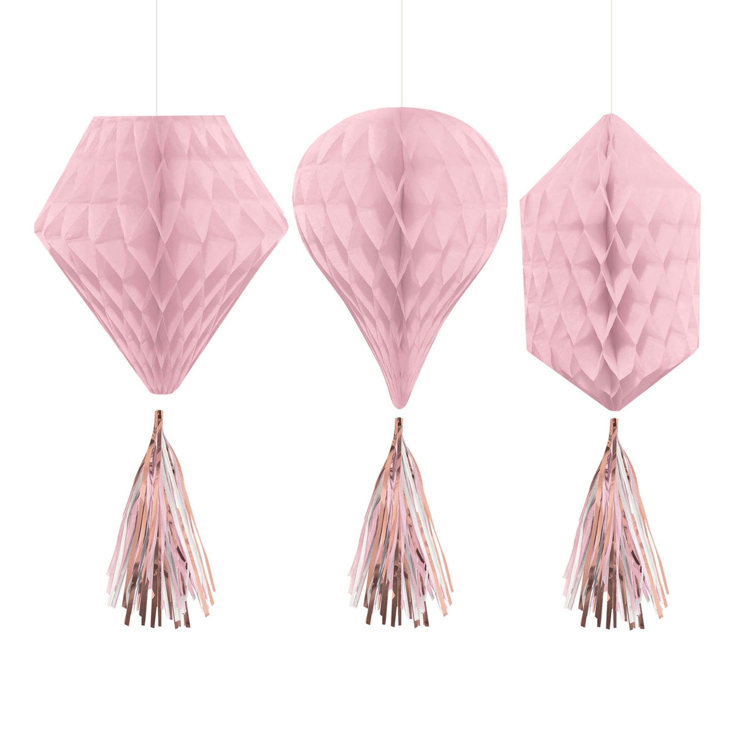 Honeycombs med Tofsar Roséguld Blush Takdekoration - 3-pack