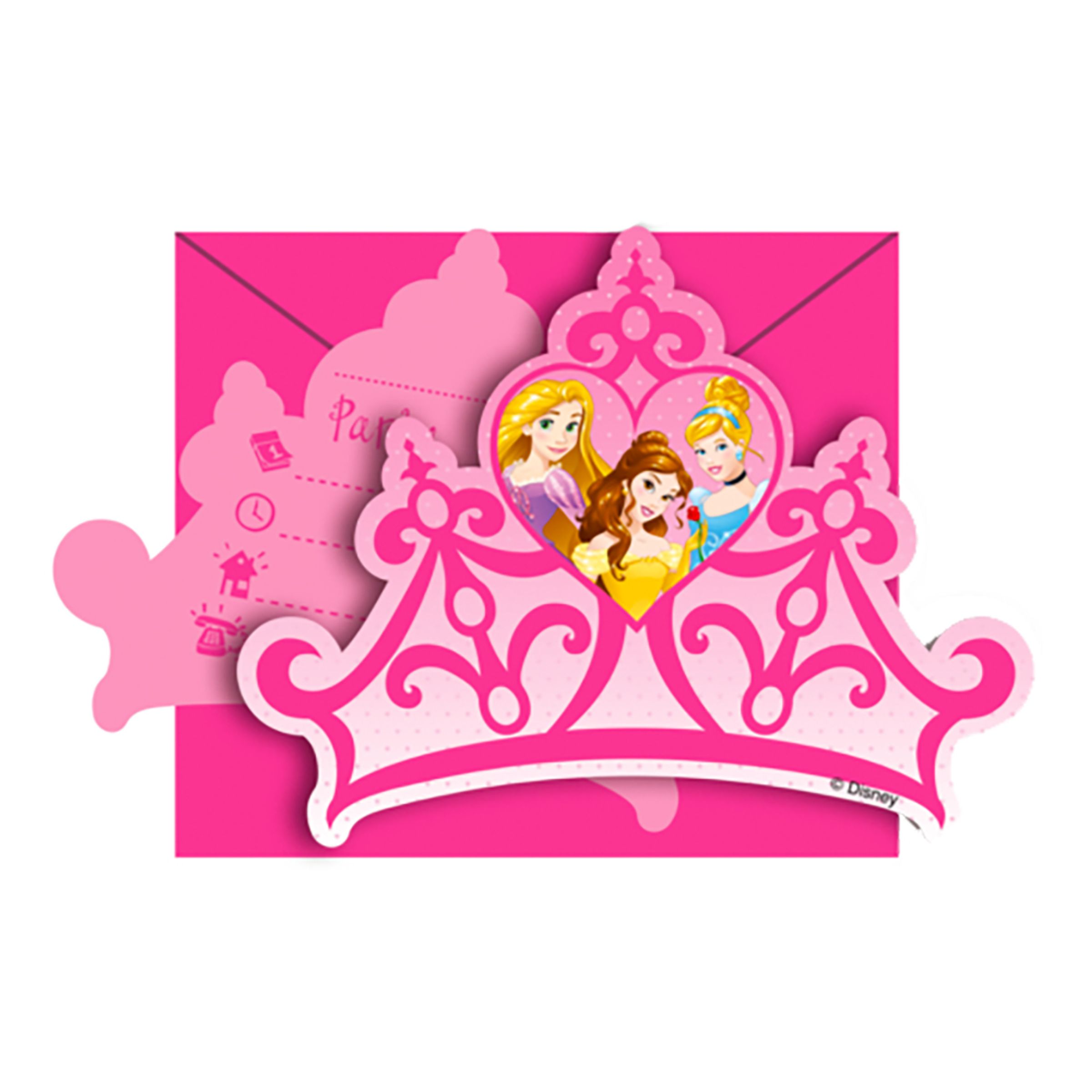 Inbjudningskort Disneyprinsessor - 6-pack