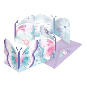 Inbjudningskort Fjäril - 8-pack