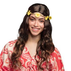 Joy Svart/Brun Peruk med Pannband - One size