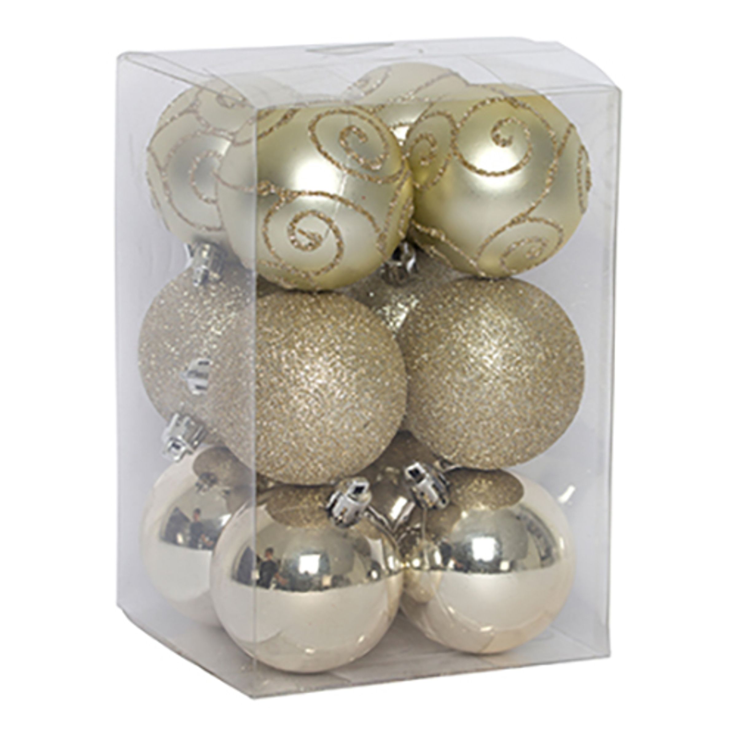 Julgranskulor Mix Guldmönster - 12-pack