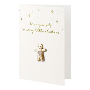 Julkort med Pin Pepparkaksgubbe