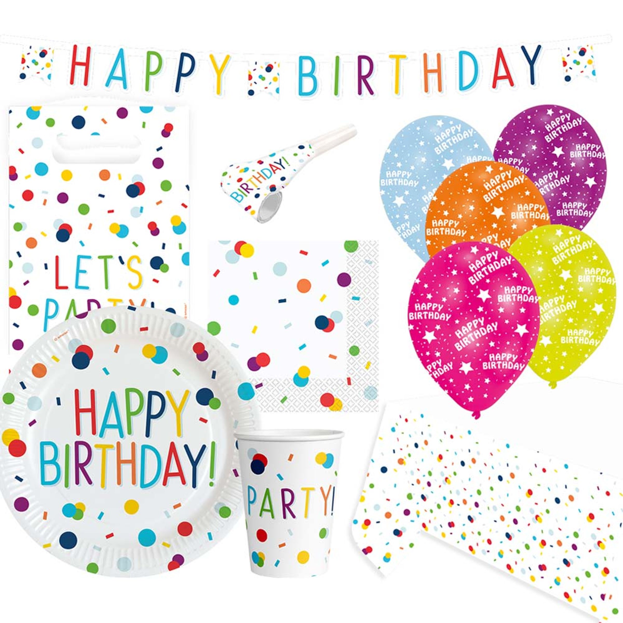 Kalaspaket Happy Birthday Konfetti - 8 personer
