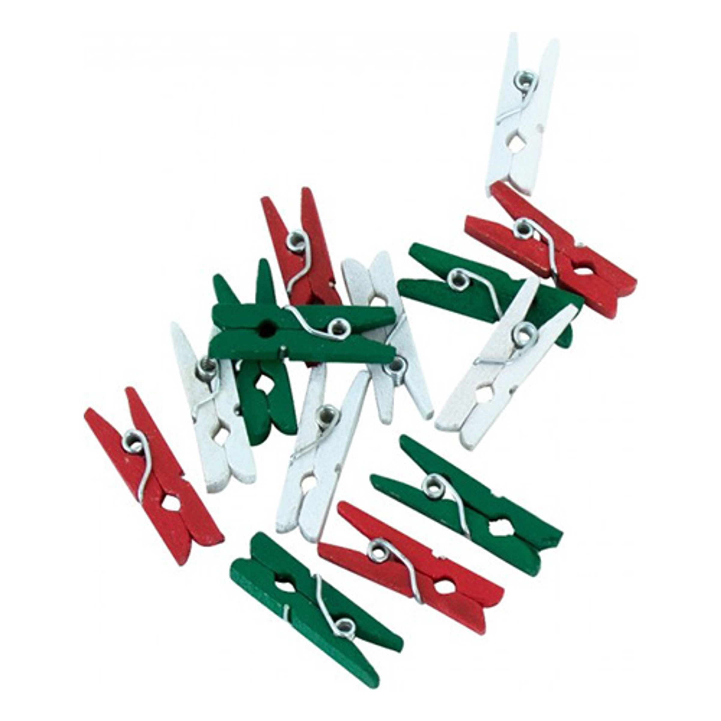 Klädnypor Mini Röd/Vit/Grön - 24-pack