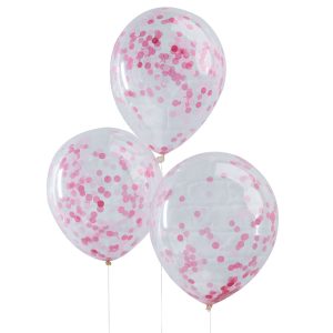 Konfettiballong Rosa 5-Pack