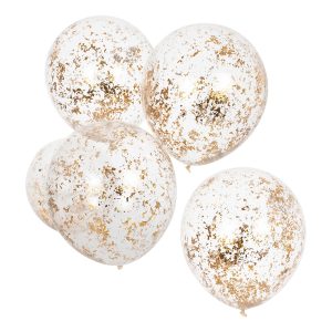 Konfettiballonger Guld/Transparent - 5-pack