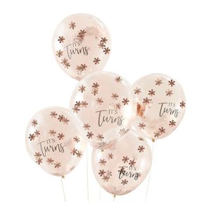 Konfettiballonger It&apos;s Twins Roséguld - 5-pack