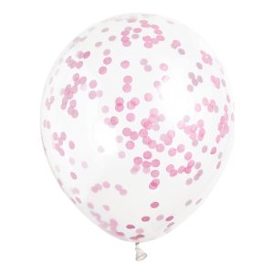 Konfettiballonger Rosa - 6-pack
