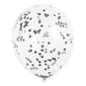 Konfettiballonger Svart/Grå - 6-pack