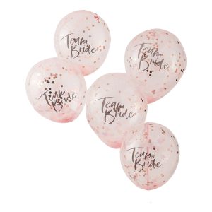 Konfettiballonger Team Bride Rosa/Roséguld - 5-pack