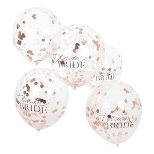 Konfettiballonger Team Bride Vit/Roséguld - 5-pack