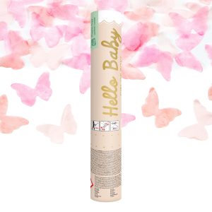 Konfettikanon Fjärilar Rosa