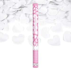 Konfettikanon Hjärtan Vita - 28 cm