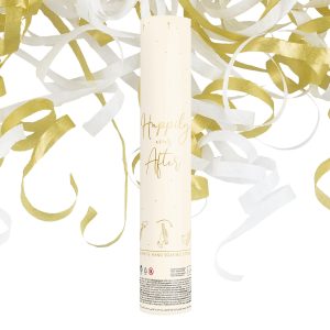 Konfettikanon Streamers Happily Ever After Guld/Vit