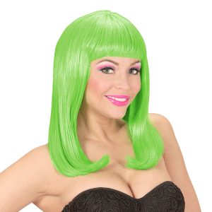 Lång Neon Grön Peruk - One size