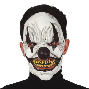 Läskig Clownmask Svart/Vit Latex