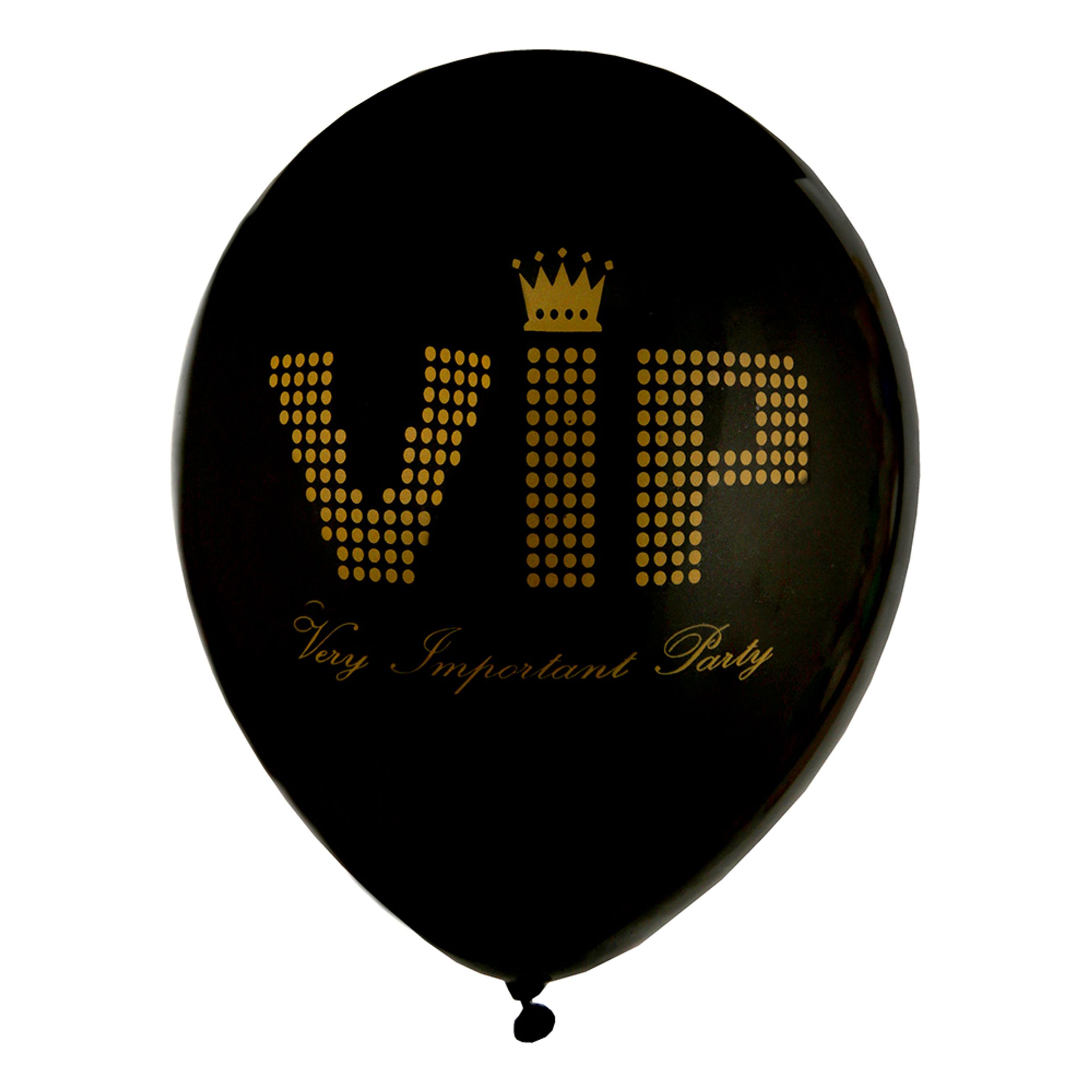 Latexballonger VIP Svart/Guld - 8-pack