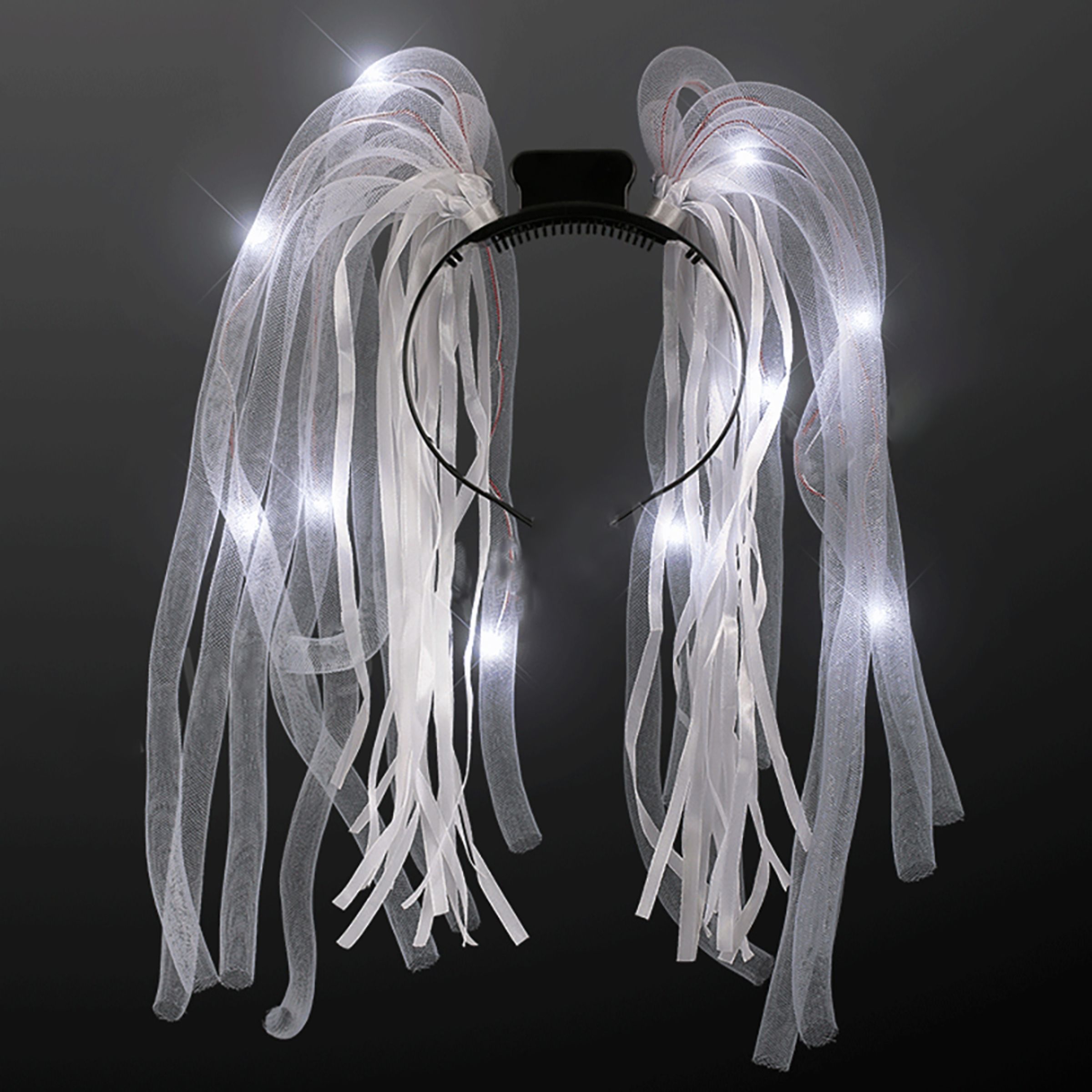 LED Diadem med Dreadlocks - Vit