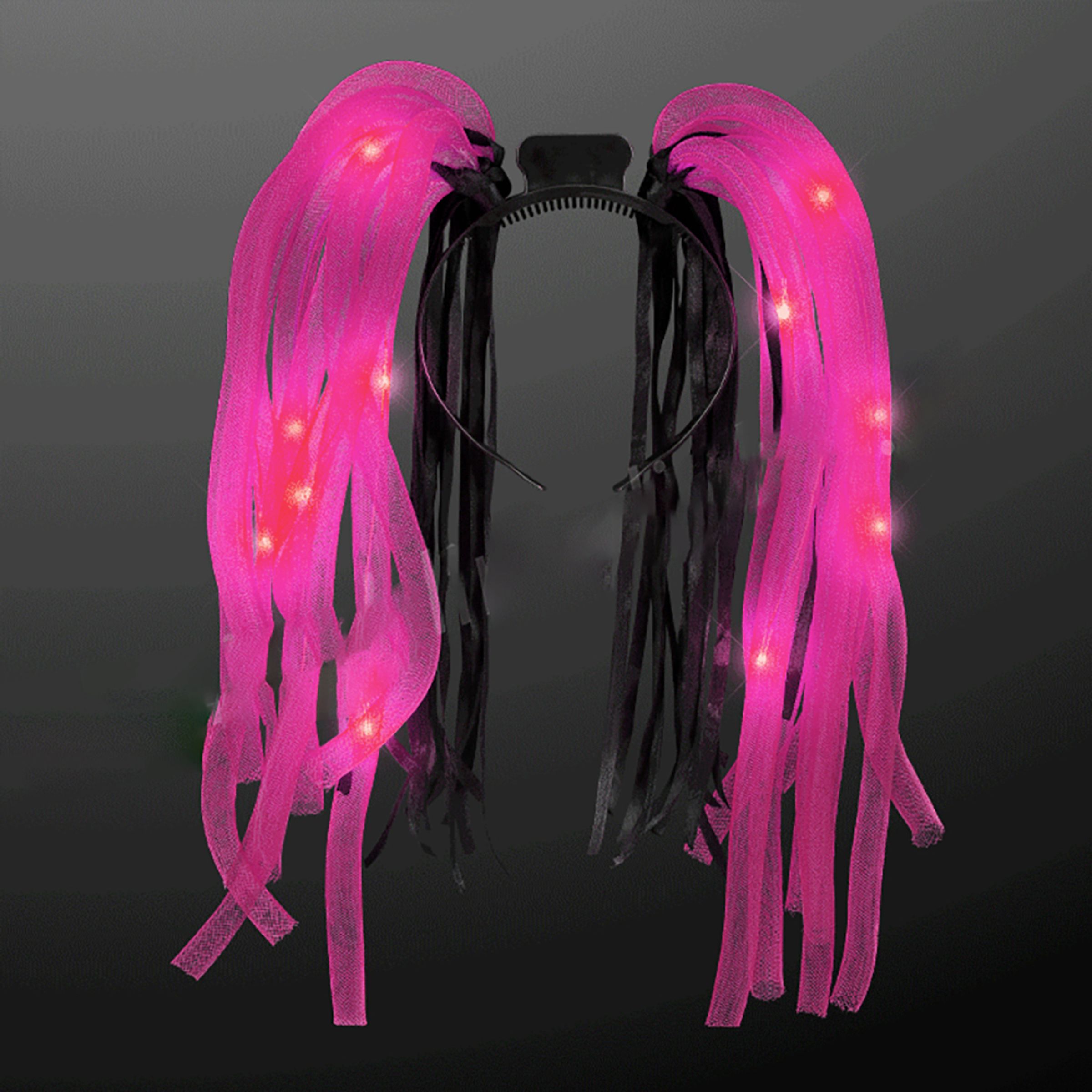 LED Diadem med Dreadlocks - Rosa