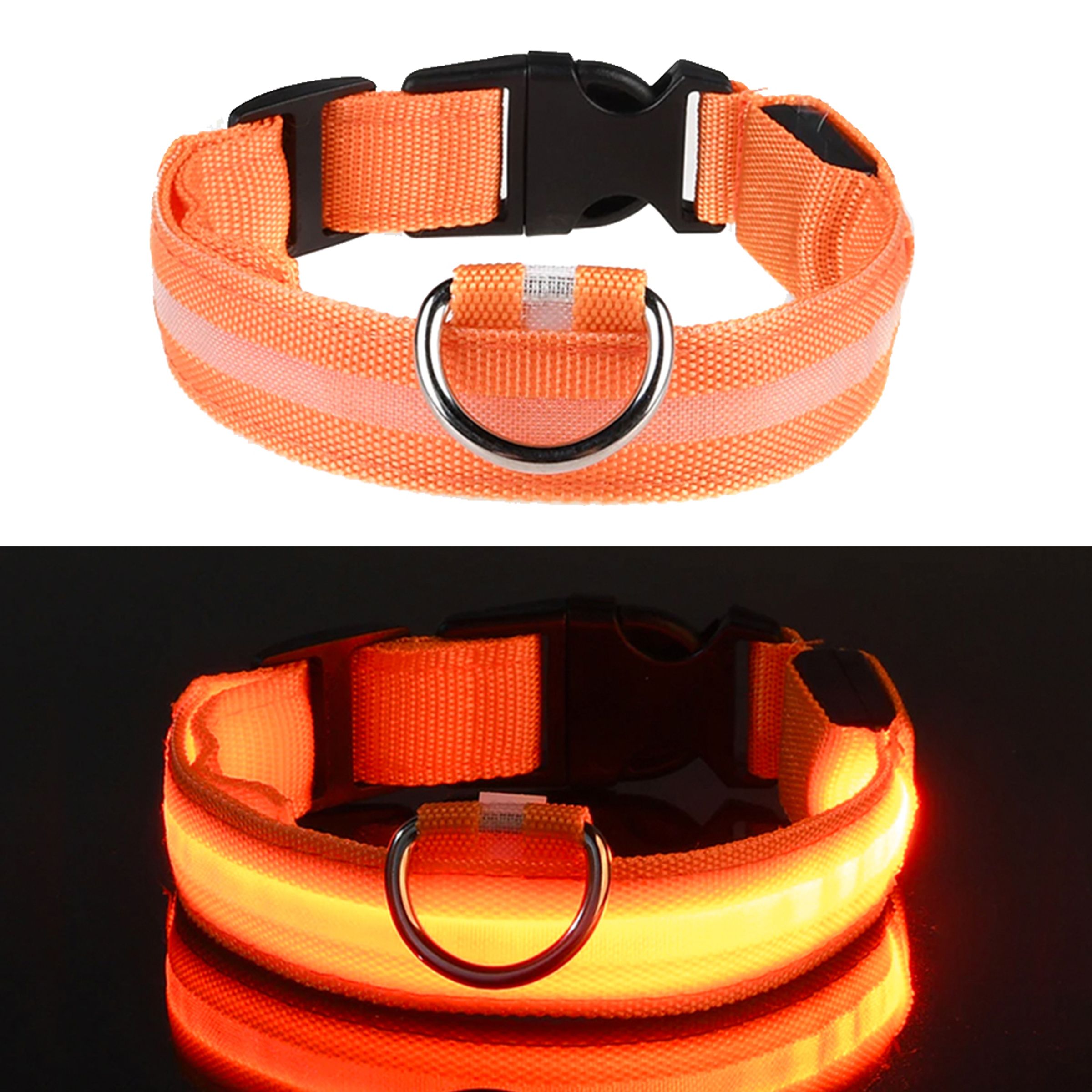 LED Hundhalsband - Orange - Large