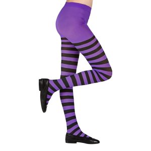 Lila/Svart Randiga Strumpbyxor Barn - 11-14 år