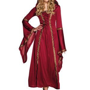 Medeltida Lady Klänning med Huva
