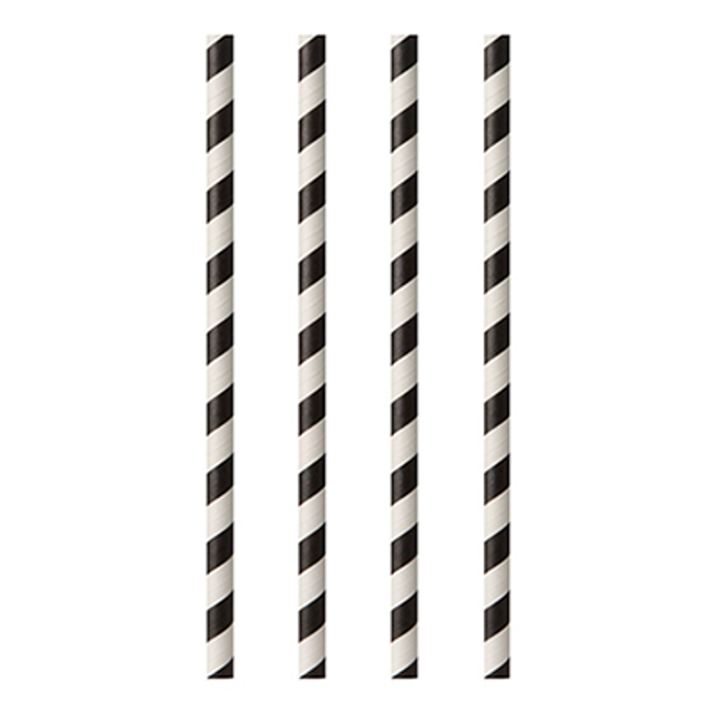 Milkshakesugrör av Papper Svarta Randiga - 100-pack