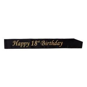 Ordensband Happy Birthday Svart/Guld - 18