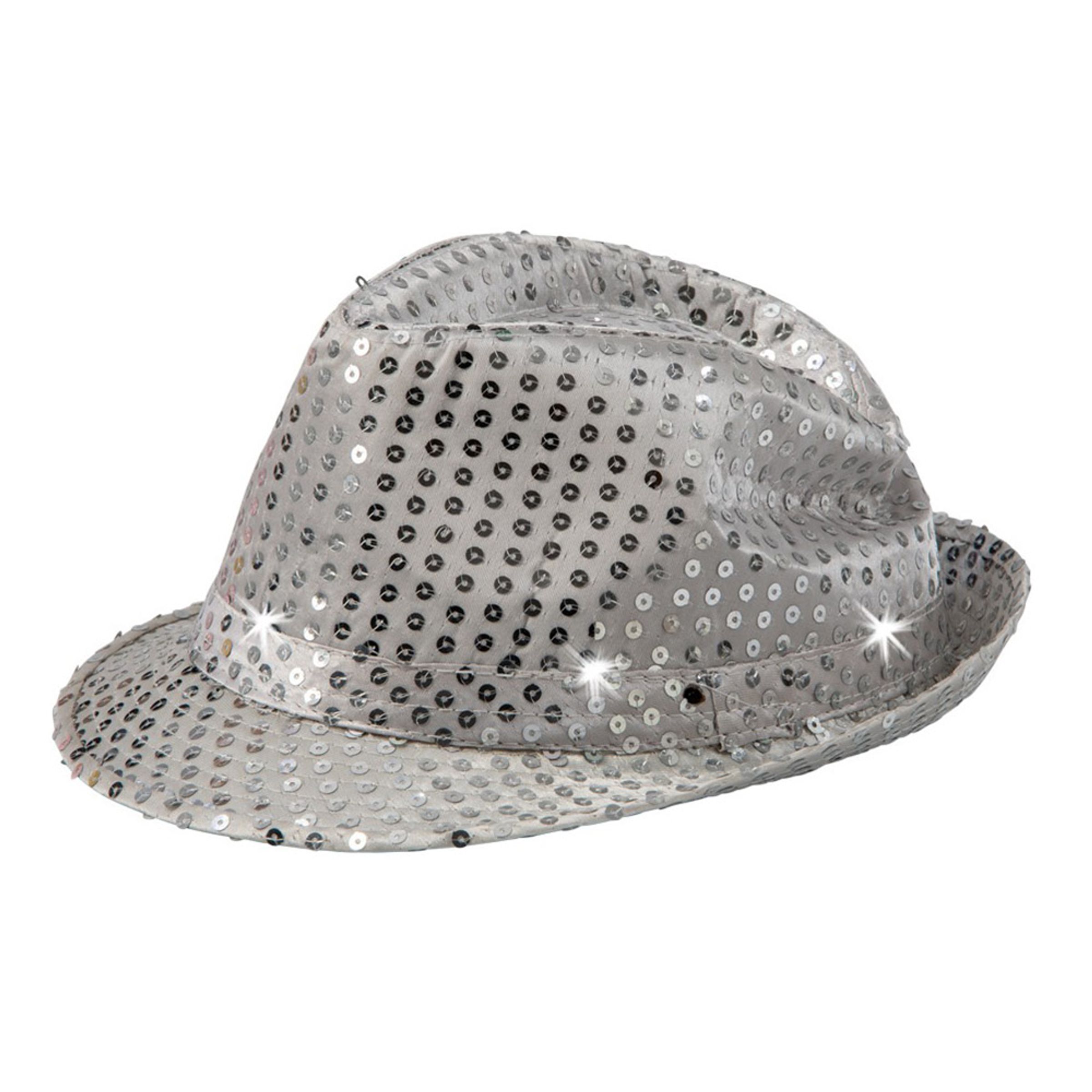 Paljetthatt Silver med LED Belysning - One size