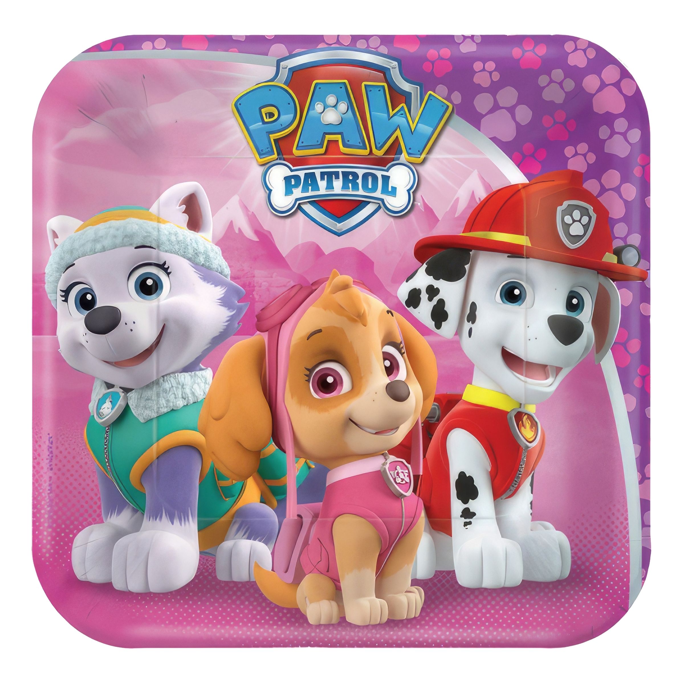 Pappersassietter Paw Patrol Kvadrat Rosa - 8-pack