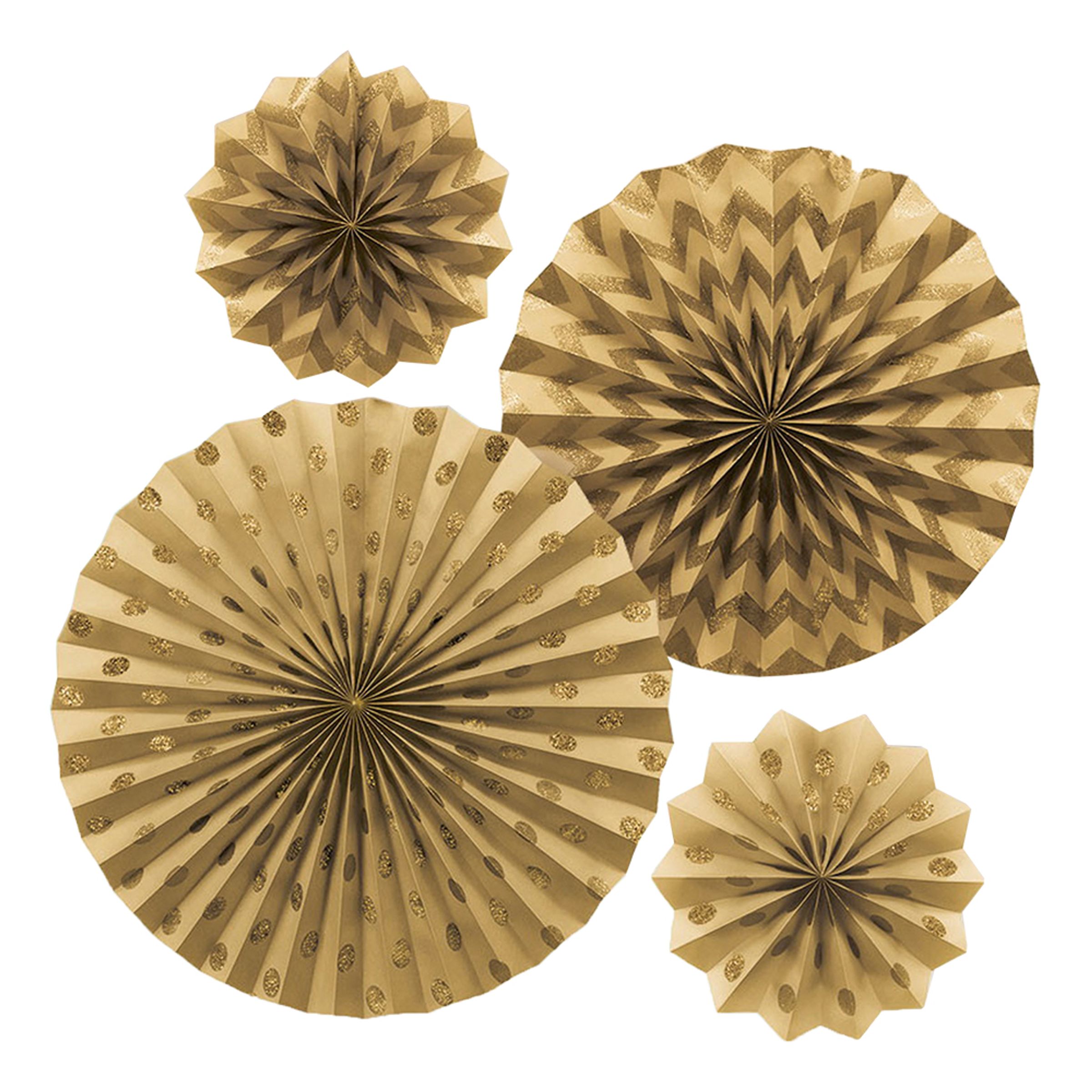 Pappersfjädrar Guld Glitter - 4-pack