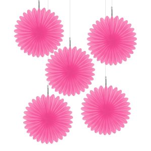 Pappersfjädrar Mini Neonrosa Takdekoration - 5-pack