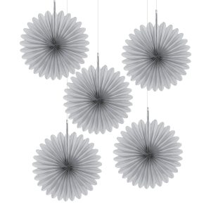 Pappersfjädrar Mini Silver Takdekoration - 5-pack