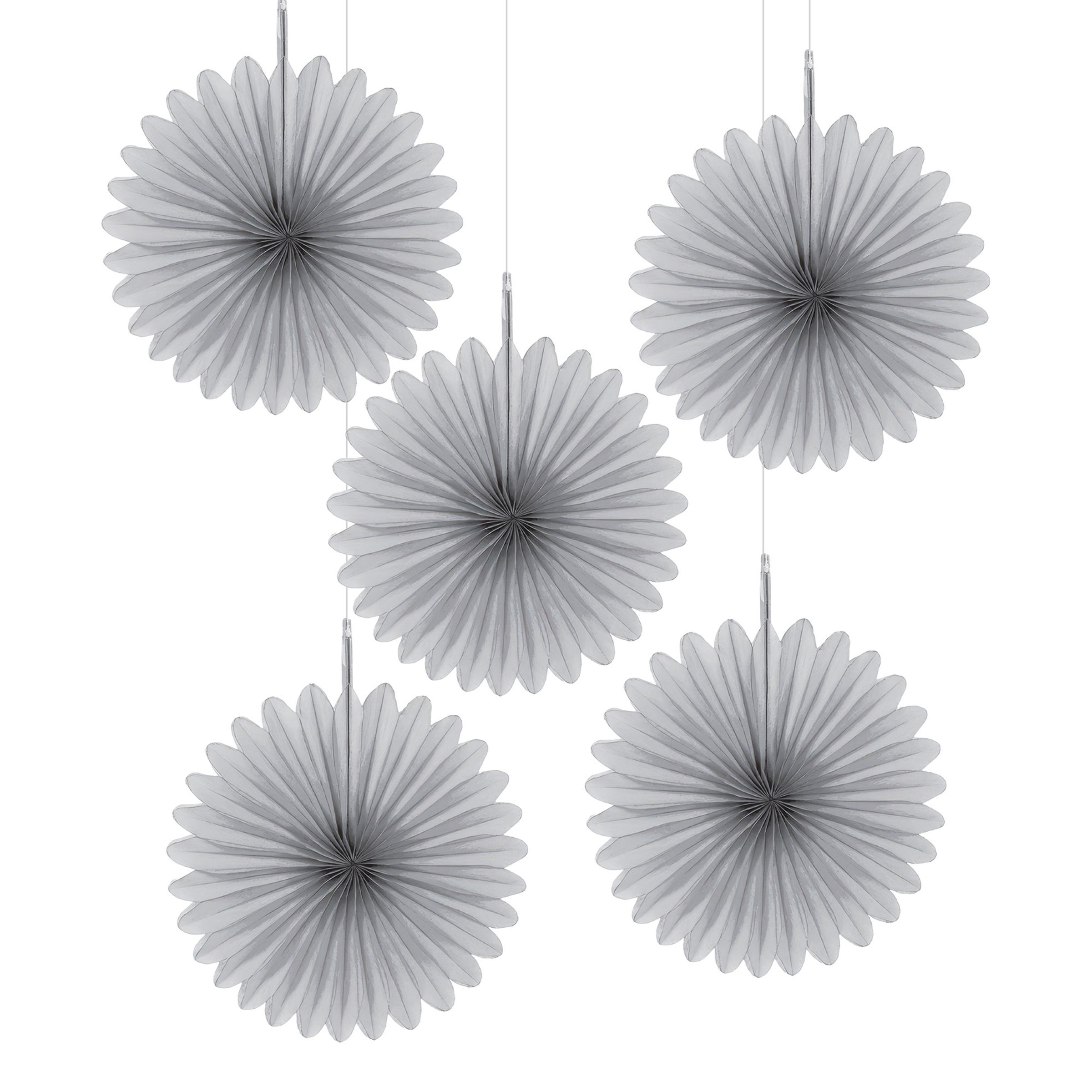 Pappersfjädrar Mini Silver Takdekoration - 5-pack