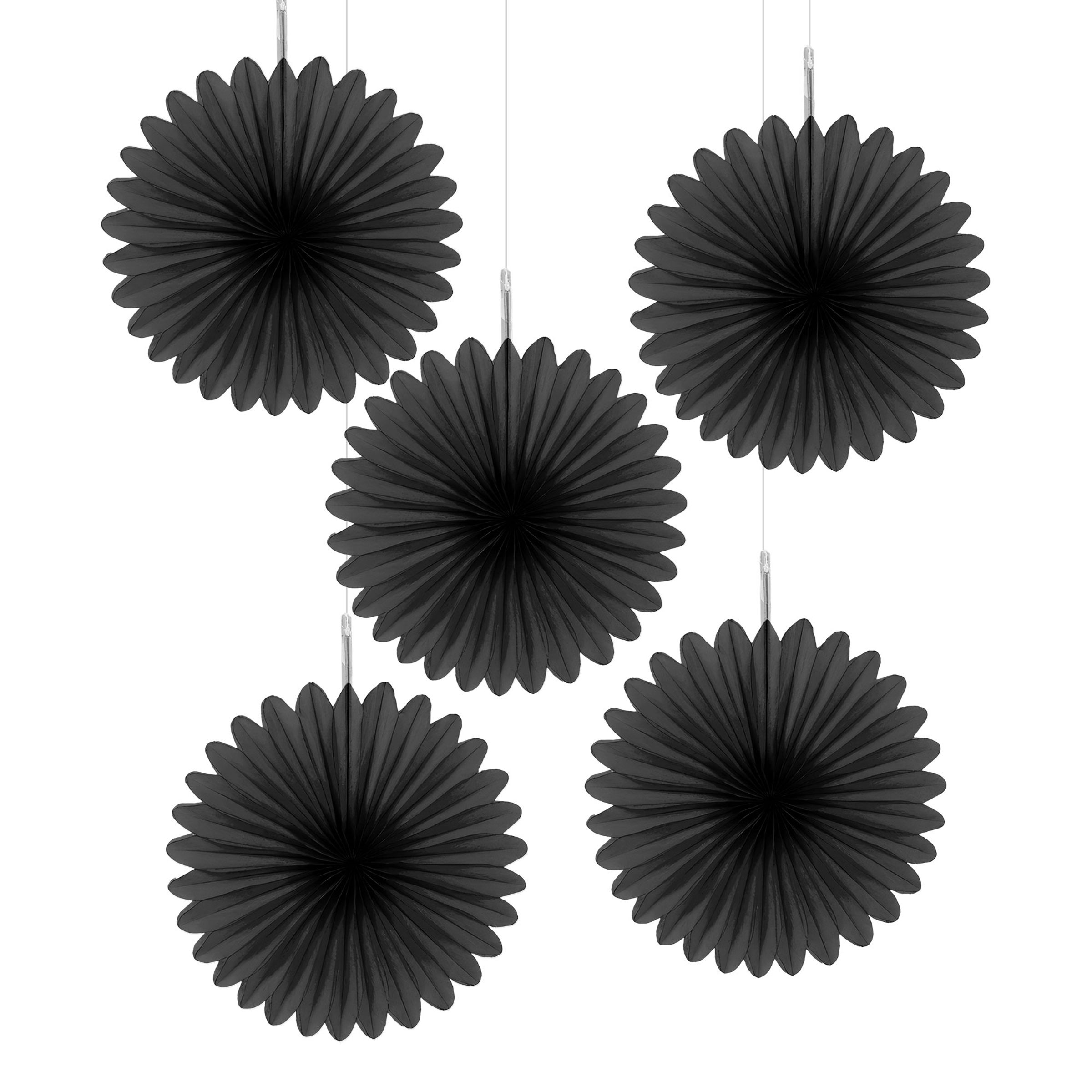 Pappersfjädrar Mini Svarta Takdekoration - 5-pack