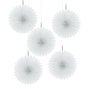 Pappersfjädrar Mini Vita Takdekoration - 5-pack