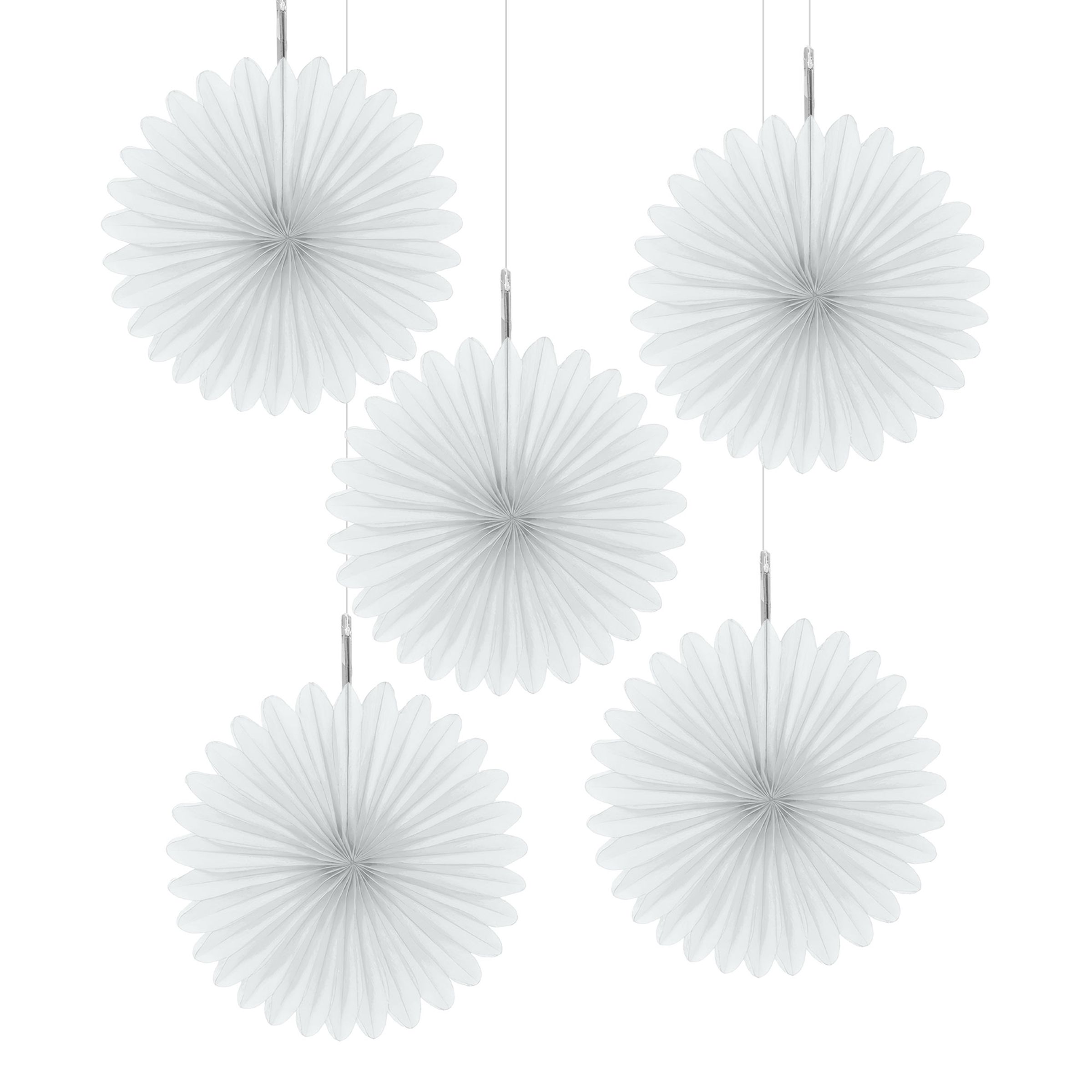 Pappersfjädrar Mini Vita Takdekoration - 5-pack