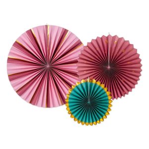 Pappersfjädrar Rosa/Grön - 3-pack