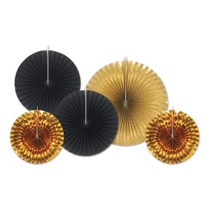 Pappersfjädrar Svart/Guld - 5-pack