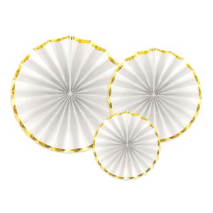 Pappersfjädrar Vit/Guld - 3-pack