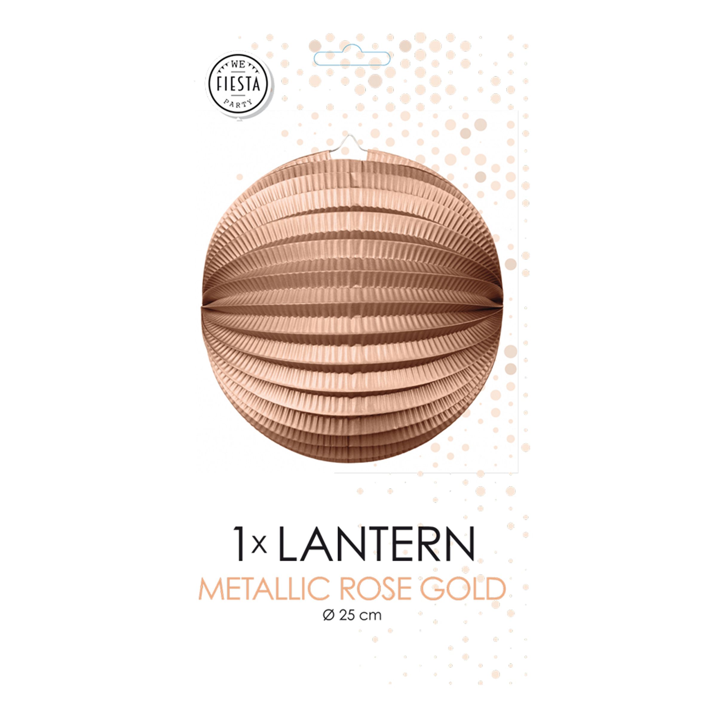 Papperslykta Rund Roséguld Metallic