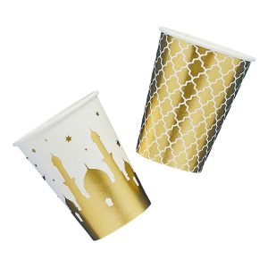 Pappersmuggar Eid Mubarak Vit/Guld - 8-pack