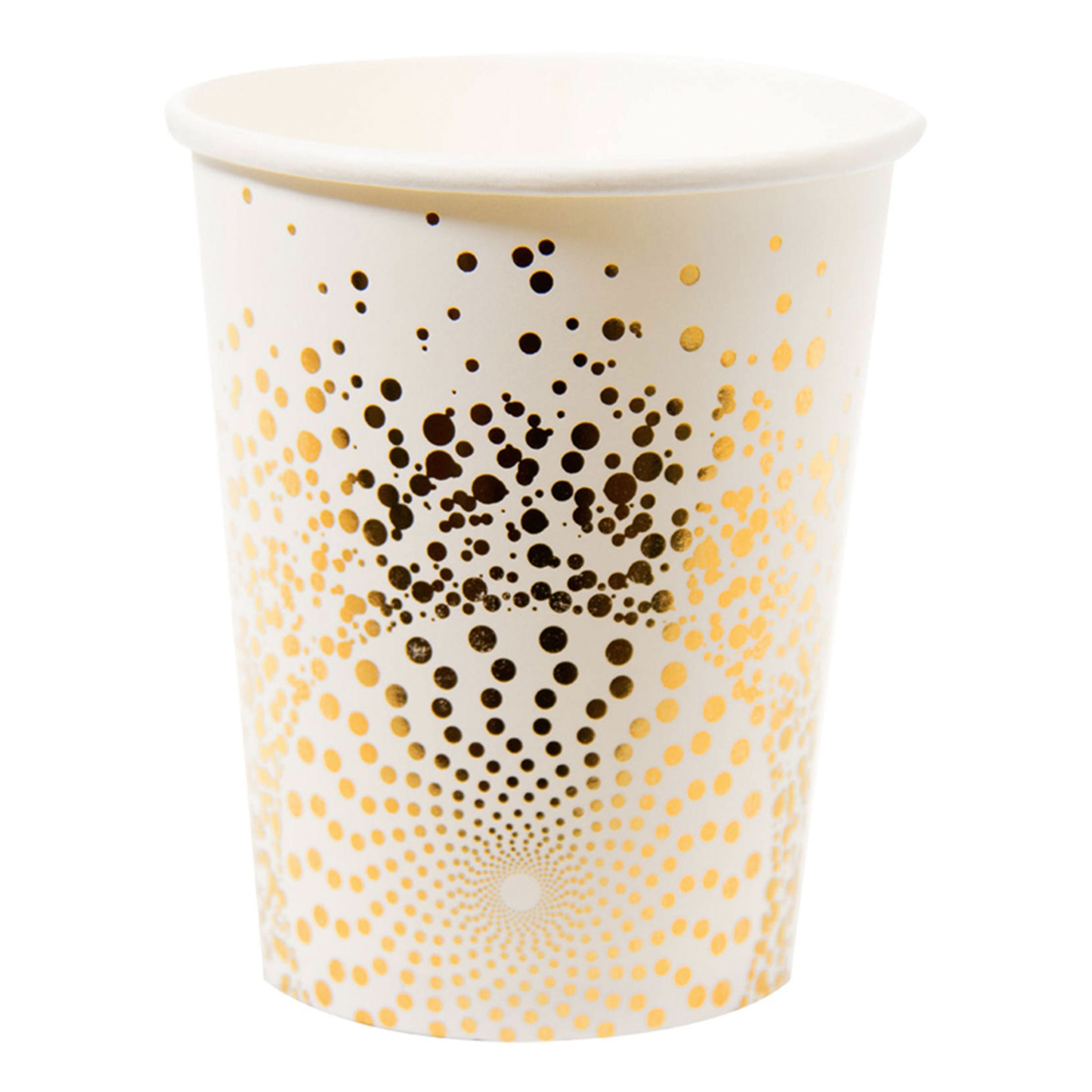 Pappersmuggar Guld med Prickar - 6-pack