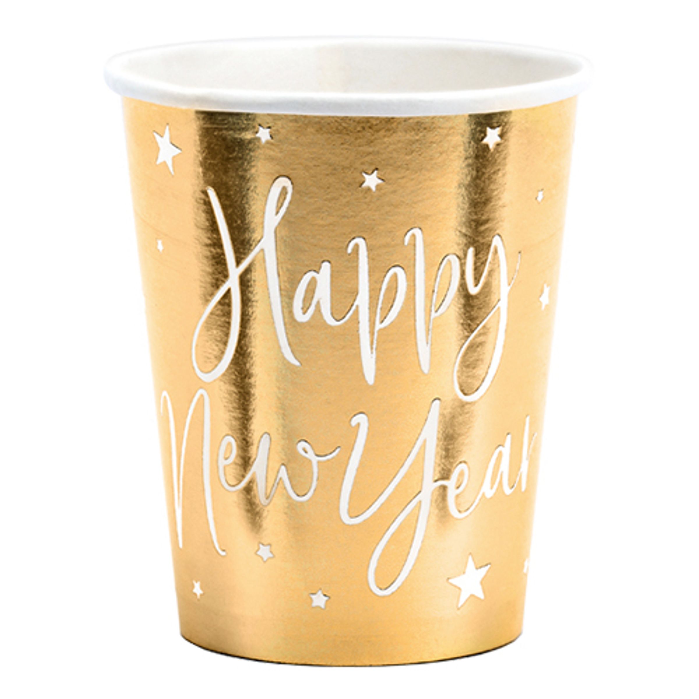 Pappersmuggar Happy New Year Guld - 6-pack