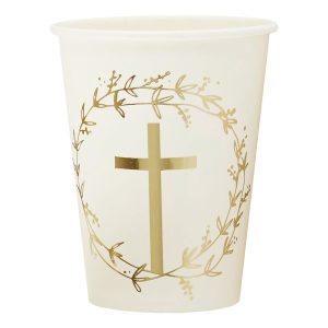 Pappersmuggar Kors Guld - 8-pack