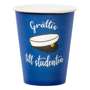 Pappersmuggar Studentmössa Grattis till Studenten - 8-pack