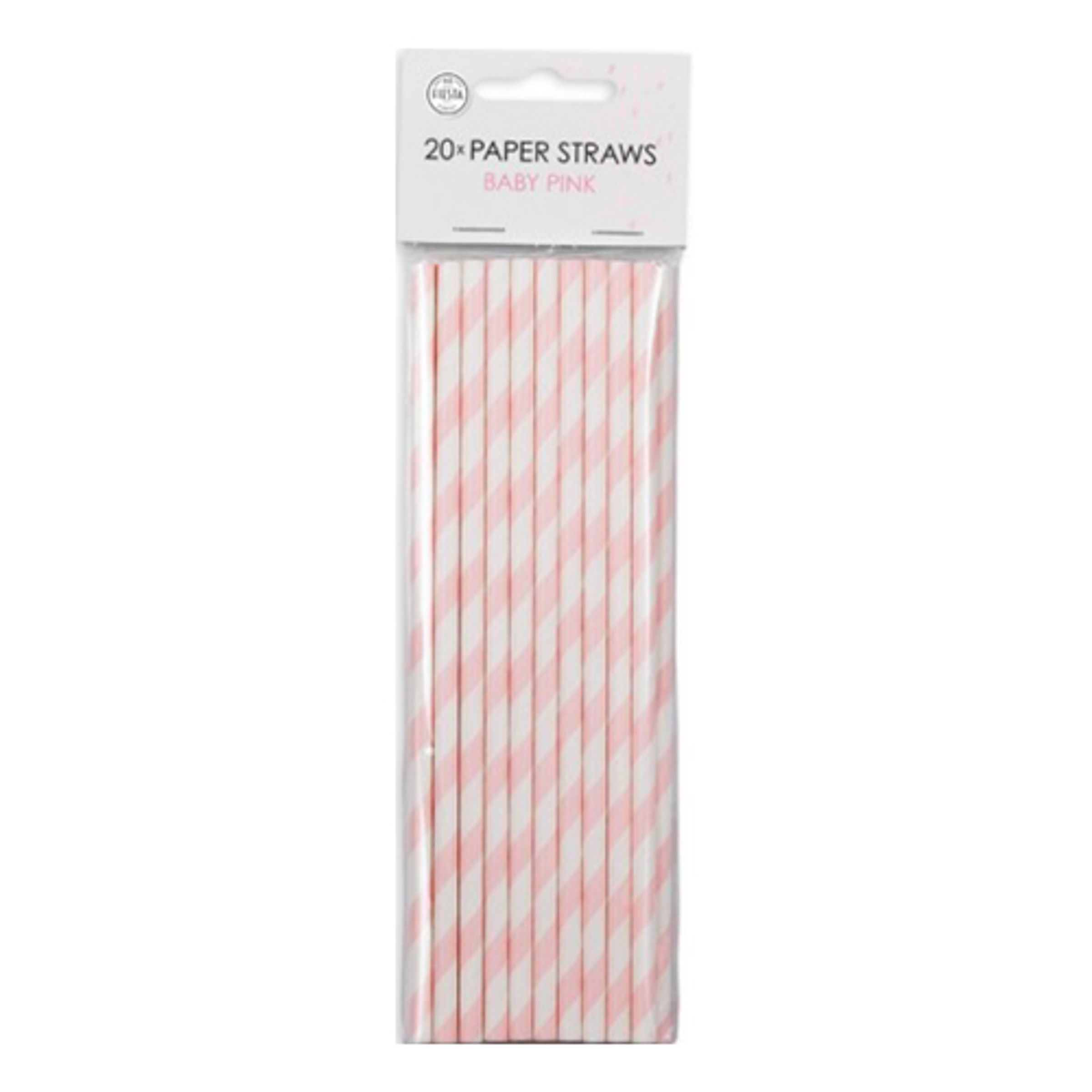 Papperssugrör Ljusrosa Randiga - 20-pack
