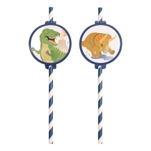 Papperssugrör Dinosaurier - 8-pack