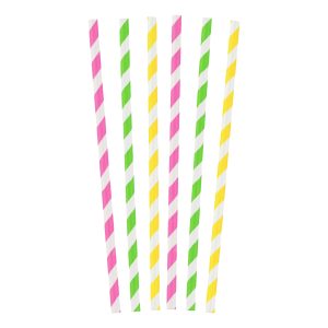 Papperssugrör Flerfärgade Randiga - 12-pack