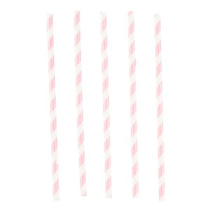 Papperssugrör Ljusrosa Randiga - 12-pack